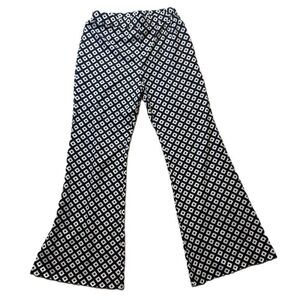 COMMENSE Geometric Flare Pants  Black & White Retro Print  Size M